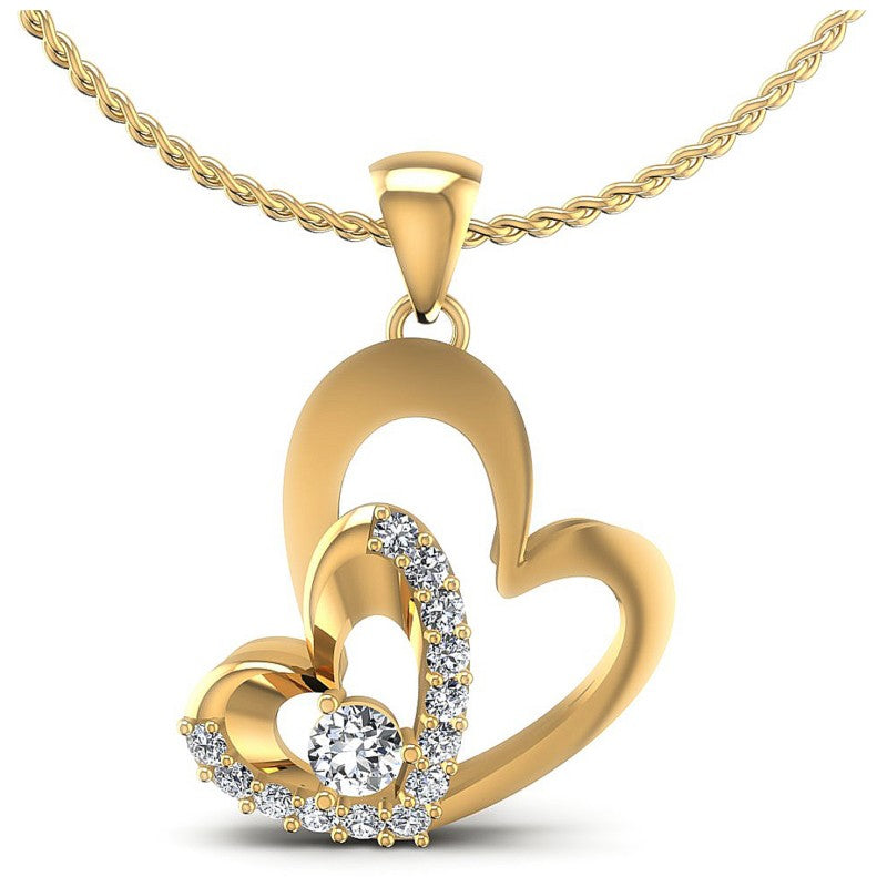 Round Diamonds 0.45CT Heart Pendant in 14KT White Gold