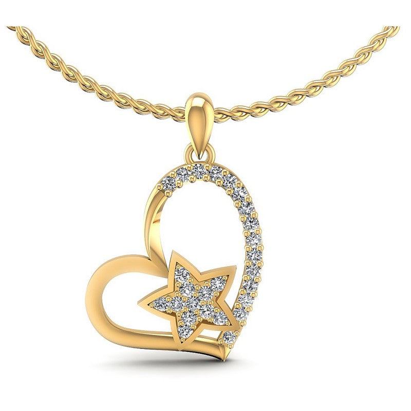 Round Diamonds 0.25CT Heart Pendant in 14KT White Gold