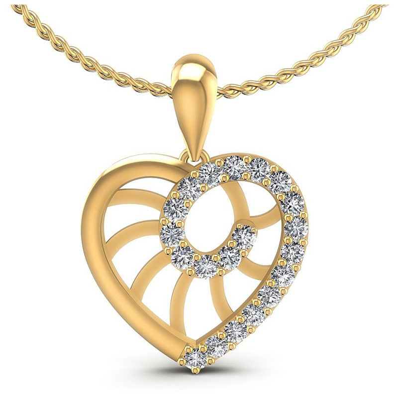 Round Diamonds 0.50CT Heart Pendant in 14KT White Gold