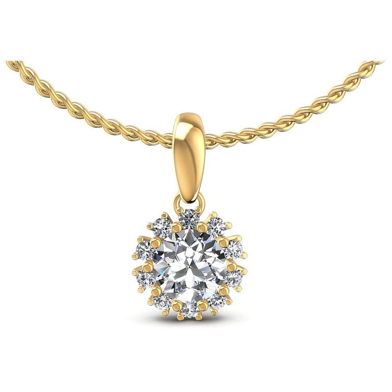 Round Diamonds 0.65CT Halo Pendant in 14KT White Gold