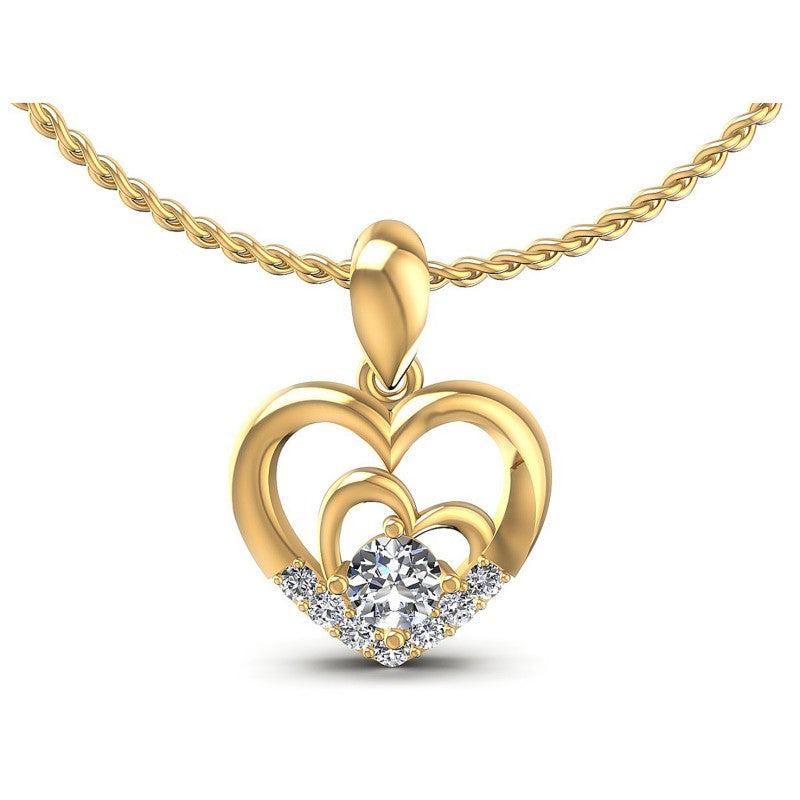Round Diamonds 0.30CT Heart Pendant in 14KT White Gold