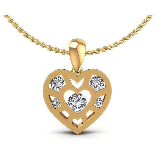 Round Diamonds 0.50CT Heart Pendant in 14KT White Gold