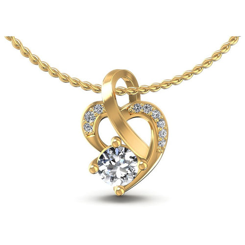 Round Diamonds 0.65CT Heart Pendant in 14KT White Gold