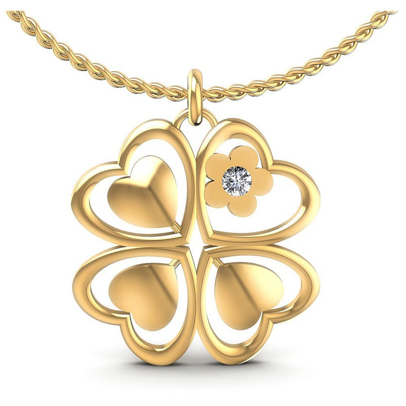 Round Diamonds 0.05CT Heart Pendant in 14KT White Gold