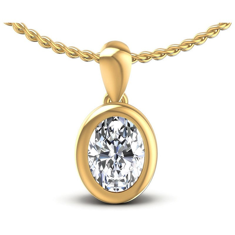 Oval Diamonds 0.35CT Solitaire Pendant in 14KT White Gold