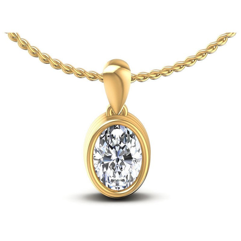 Oval Diamonds 0.35CT Solitaire Pendant in 14KT White Gold