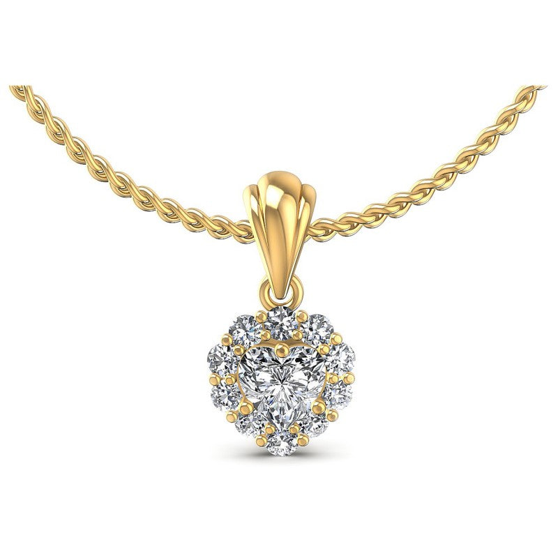 Round and Heart Diamonds 0.65CT Halo Pendant in 14KT White Gold