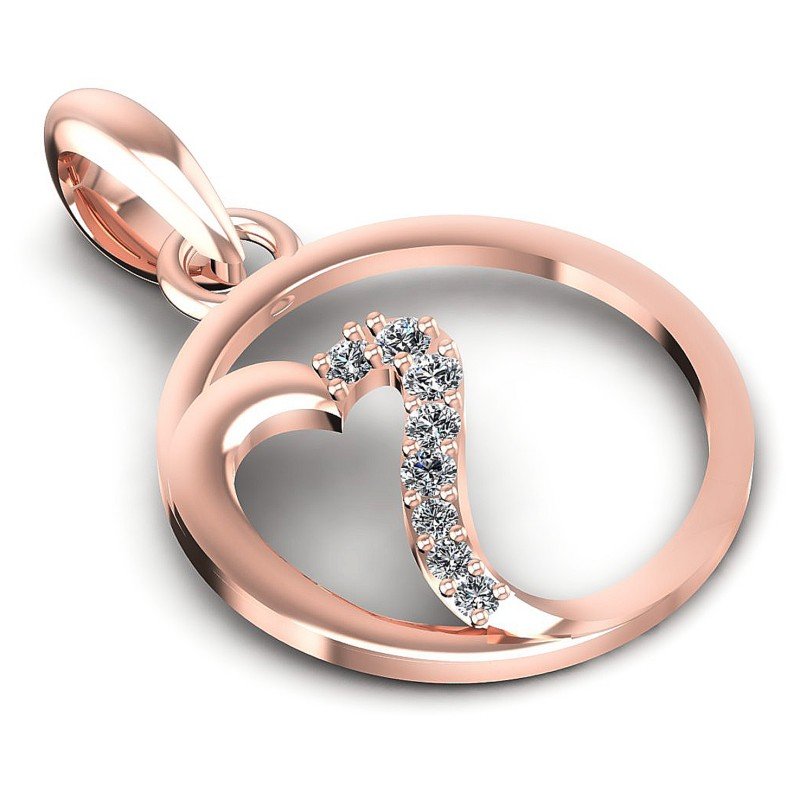 Round Diamonds 0.15CT Heart Pendant in 18KT Yellow Gold