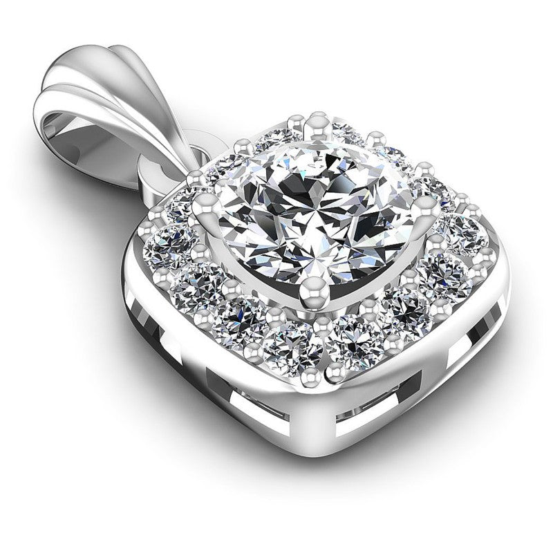 Round Diamonds 0.50CT Halo Pendant in 14KT Yellow Gold