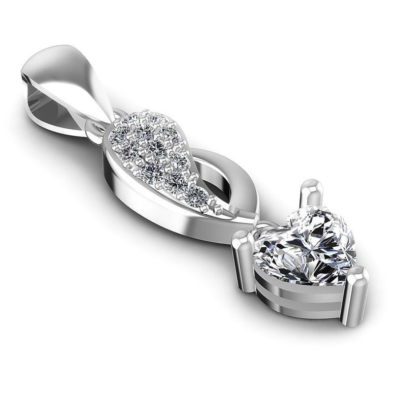 Round and Heart Diamonds 0.55CT Fashion Pendant in 14KT Yellow Gold