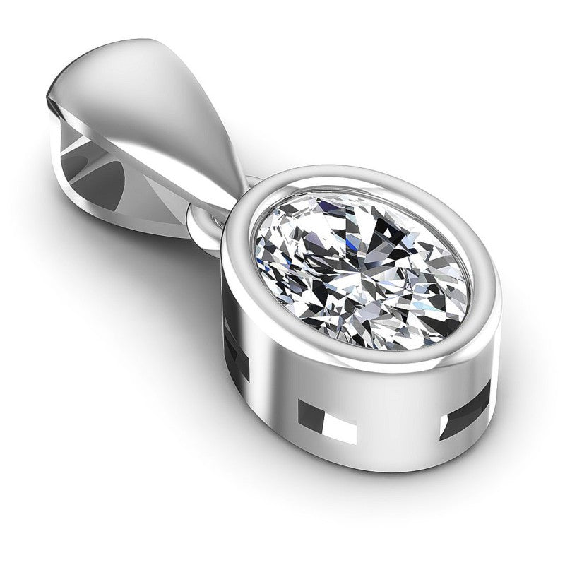 Oval Diamonds 0.35CT Solitaire Pendant in 14KT Yellow Gold
