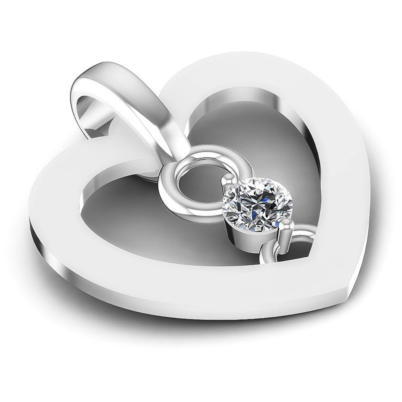 Round Diamonds 0.10CT Heart Pendant in 14KT Yellow Gold
