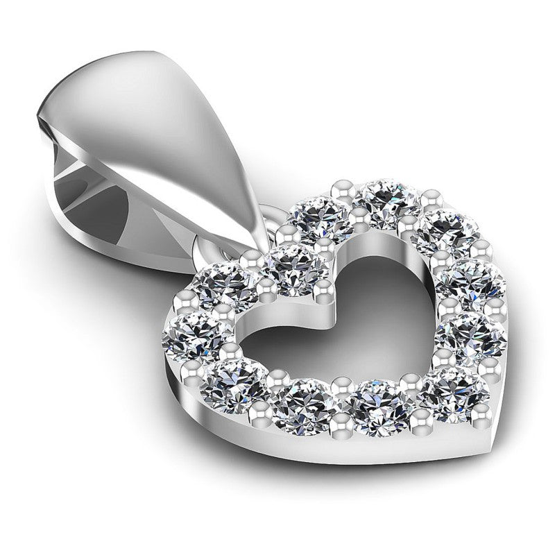 Round Diamonds 0.15CT Heart Pendant in 14KT Yellow Gold