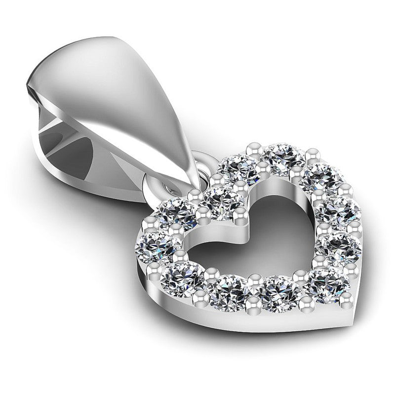 Round Diamonds 0.10CT Heart Pendant in 14KT Yellow Gold