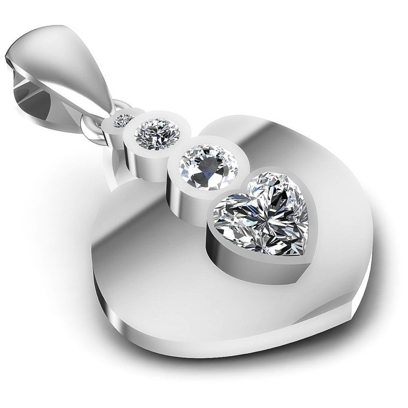 Round and Heart Diamonds 0.45CT Heart Pendant in 14KT Yellow Gold