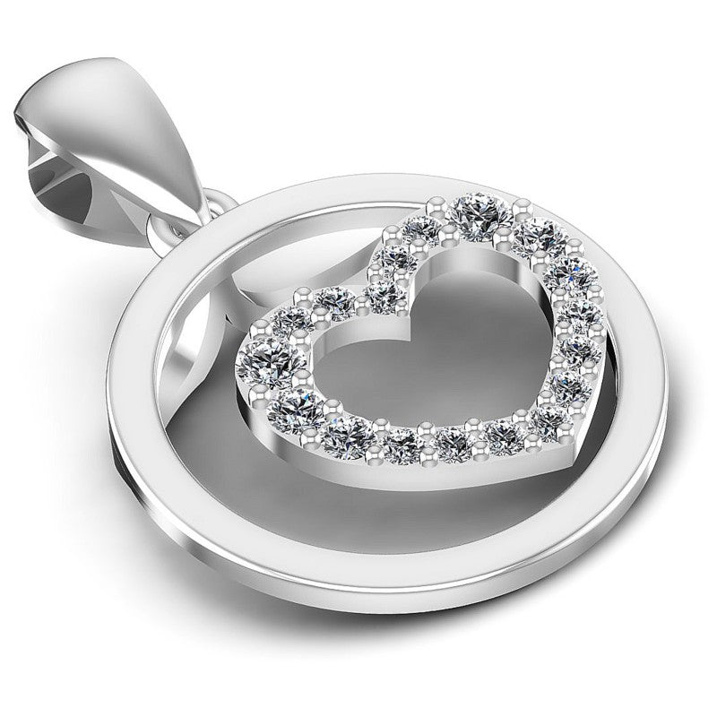 Round Diamonds 0.20CT Heart Pendant in 14KT Yellow Gold