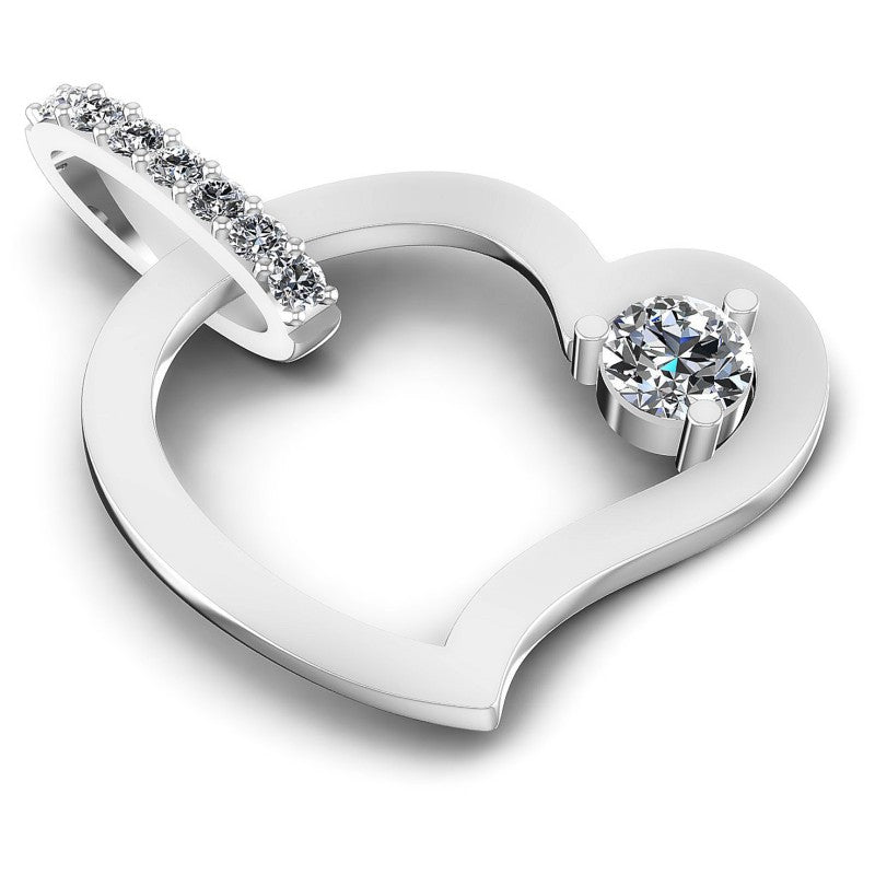 Round Diamonds 0.40CT Heart Pendant in 14KT Yellow Gold