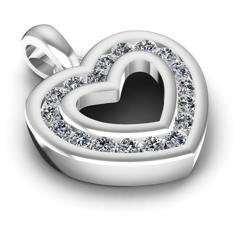 Round Diamonds 0.20CT Heart Pendant in 14KT Yellow Gold