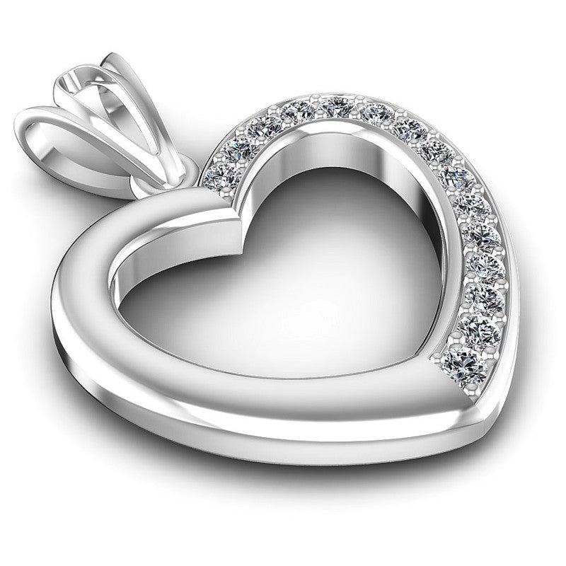 Round Diamonds 0.25CT Heart Pendant in 14KT Yellow Gold