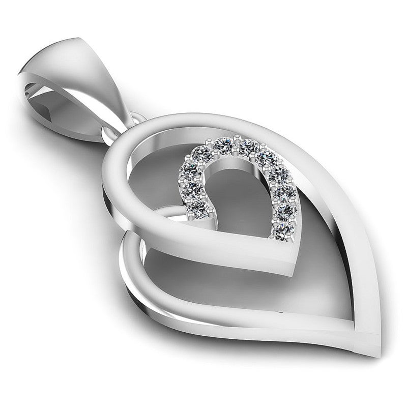 Round Diamonds 0.10CT Heart Pendant in 14KT Yellow Gold
