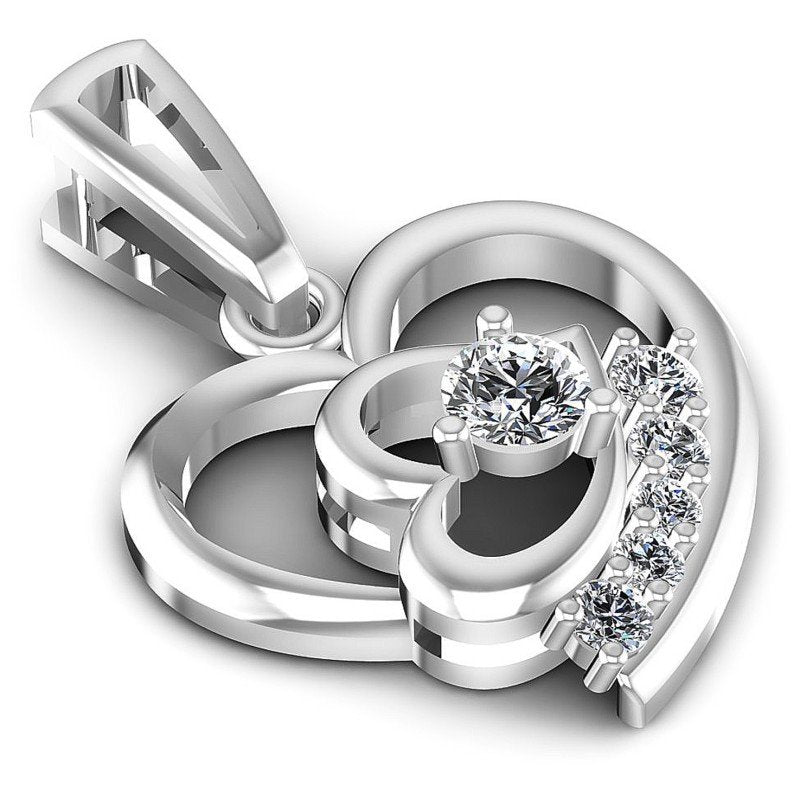 Round Diamonds 0.25CT Heart Pendant in 14KT Yellow Gold