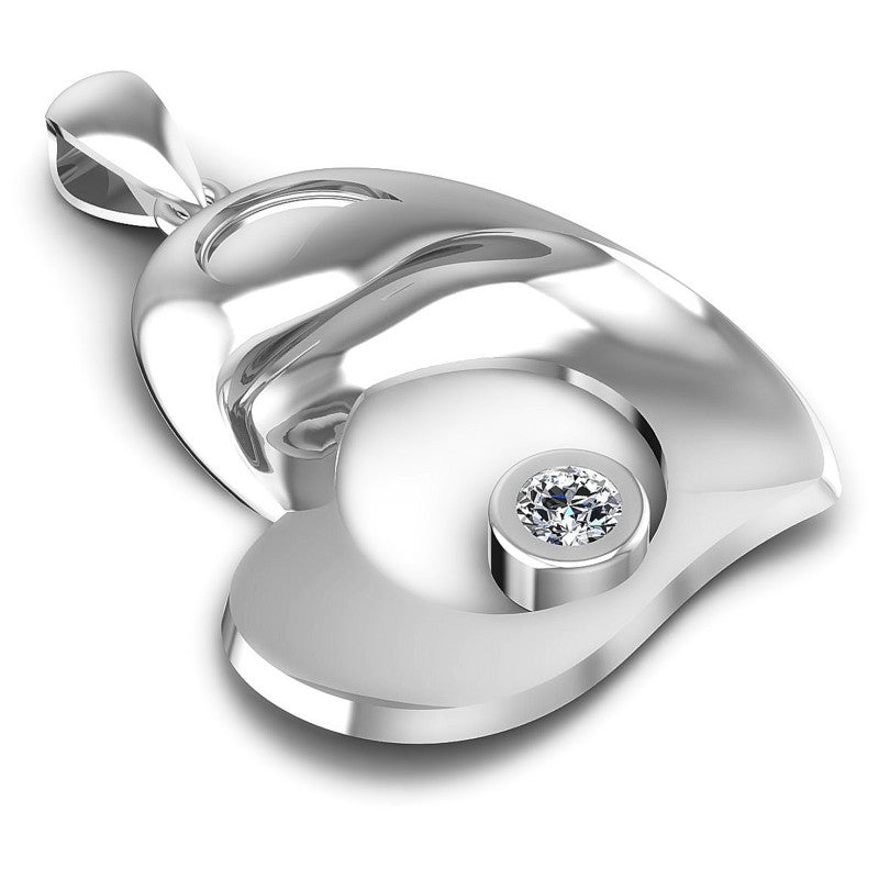 Round Diamonds 0.10CT Heart Pendant in 14KT Yellow Gold