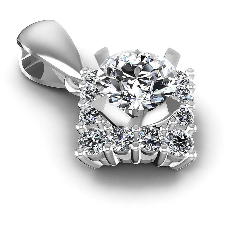 Round Diamonds 0.55CT Halo Pendant in 14KT Yellow Gold