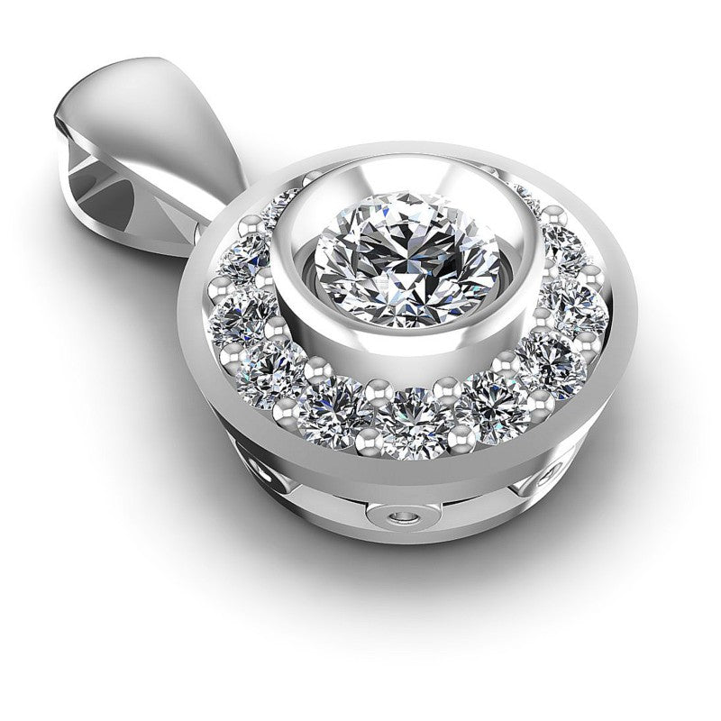 Round Diamonds 0.50CT Halo Pendant in 14KT Yellow Gold
