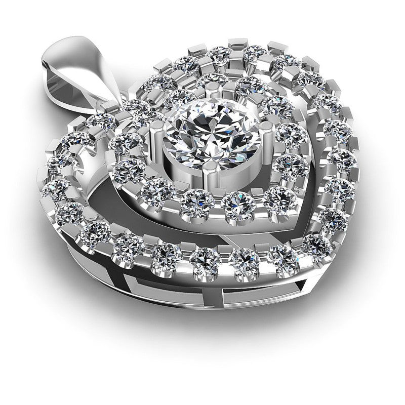 Round Diamonds 1.60CT Heart Pendant in 14KT Yellow Gold