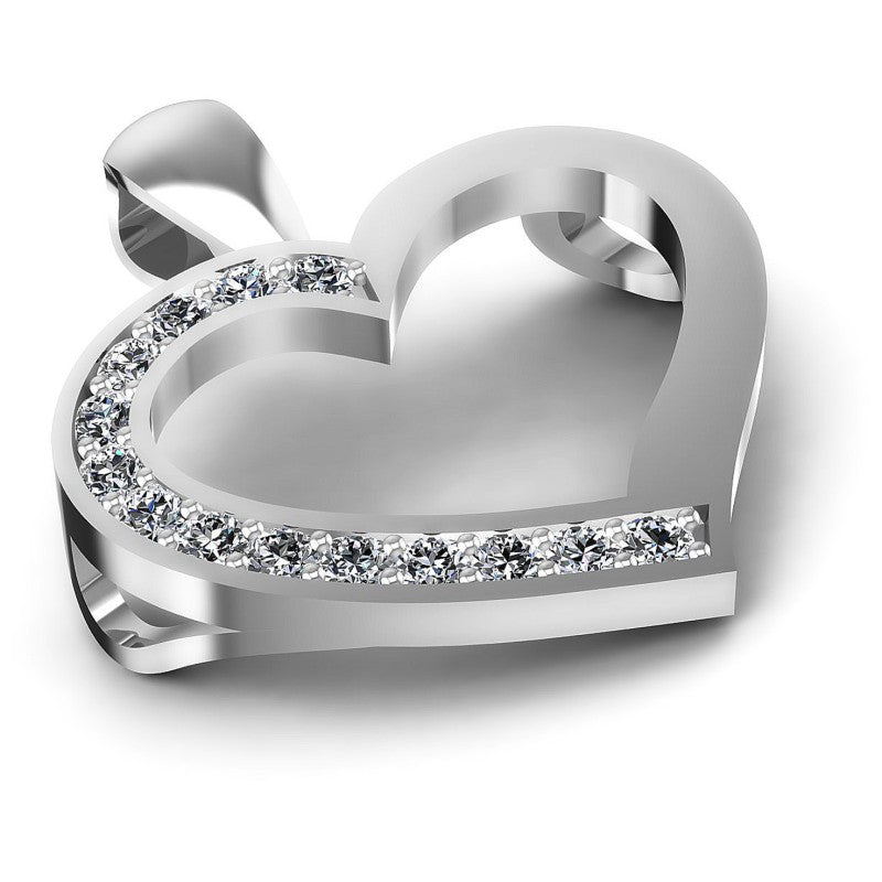 Round Diamonds 0.25CT Heart Pendant in 14KT Yellow Gold