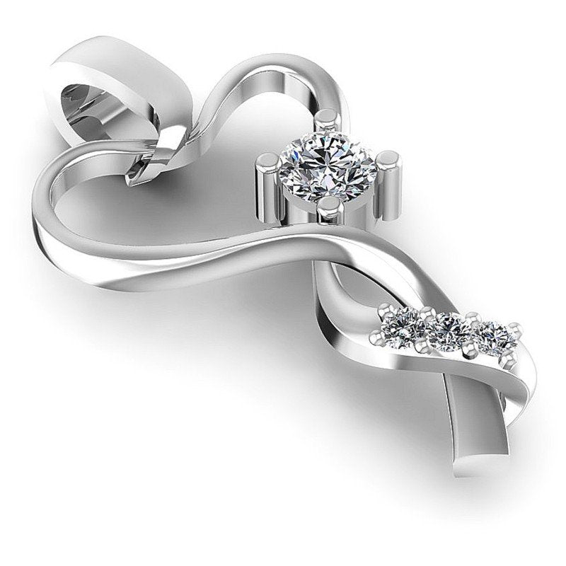 Round Diamonds 0.35CT Heart Pendant in 14KT Yellow Gold