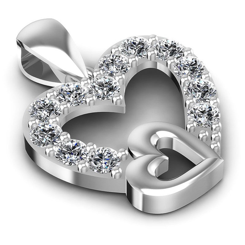 Round Diamonds 0.45CT Heart Pendant in 14KT Yellow Gold