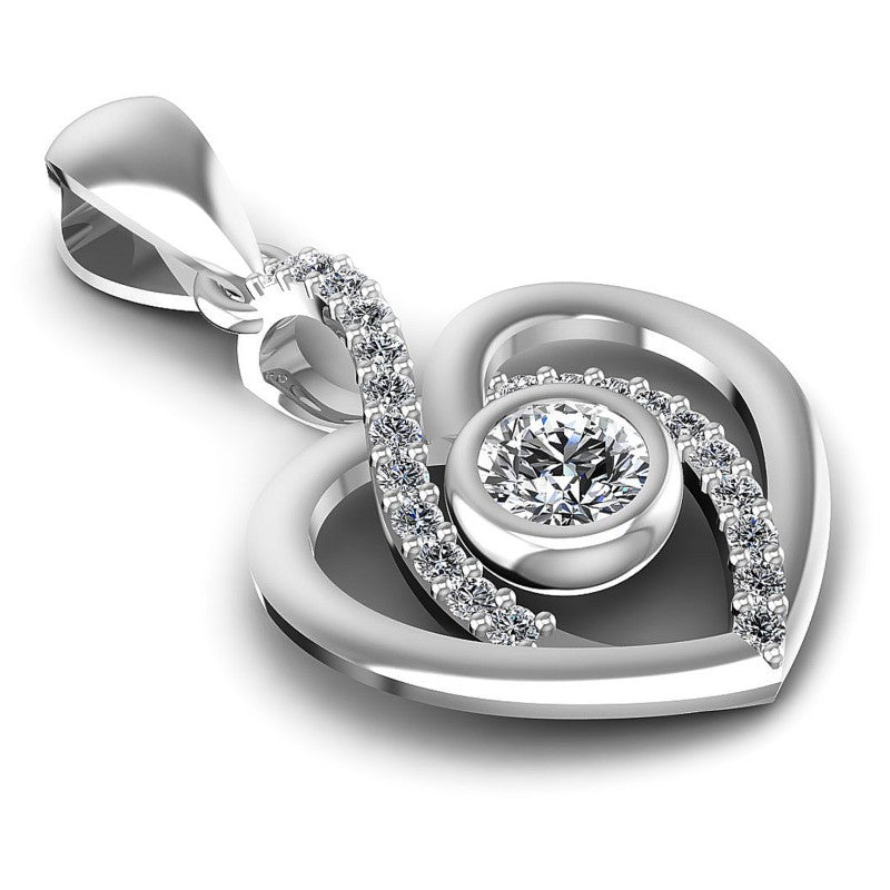 Round Diamonds 0.35CT Heart Pendant in 14KT Yellow Gold