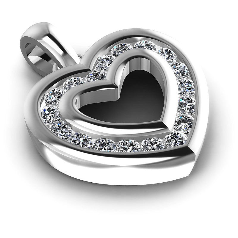 Round Diamonds 0.25CT Heart Pendant in 14KT Yellow Gold