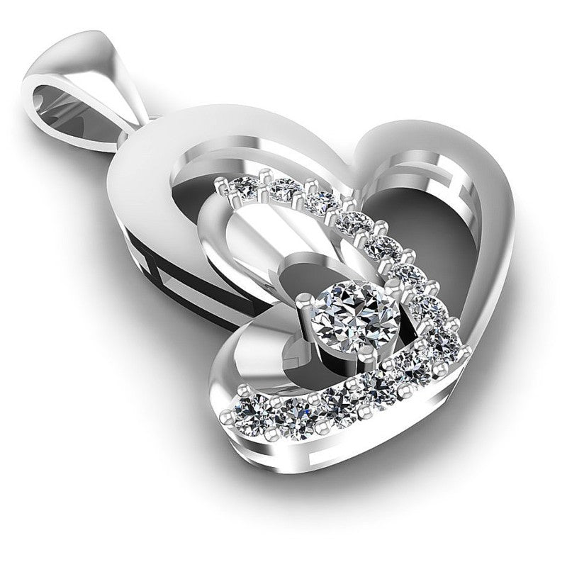 Round Diamonds 0.45CT Heart Pendant in 14KT Yellow Gold