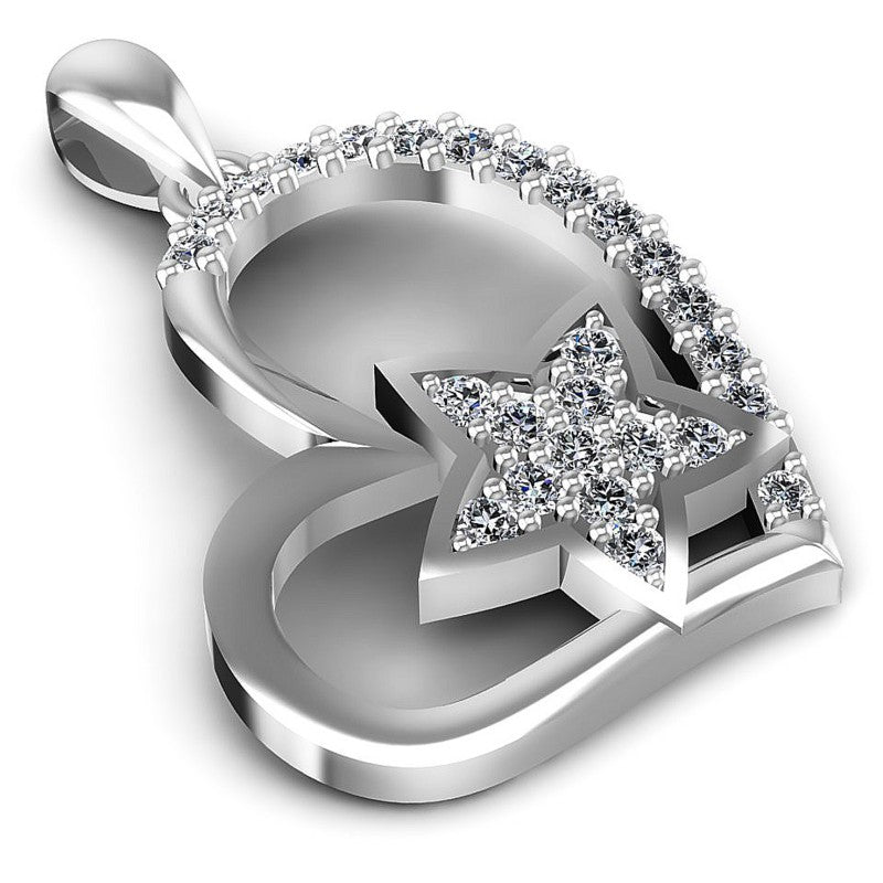 Round Diamonds 0.25CT Heart Pendant in 14KT Yellow Gold