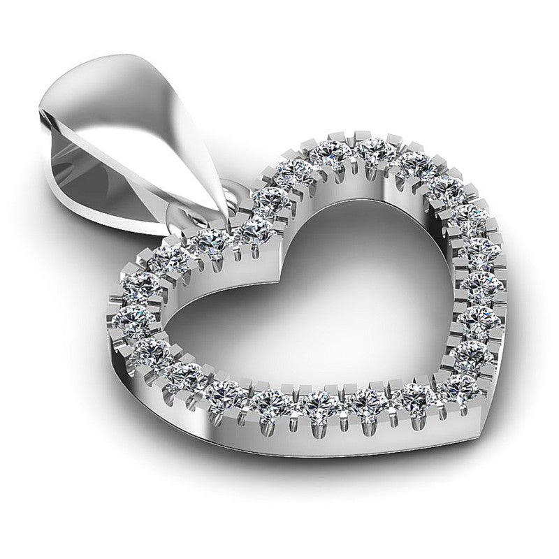 Round Diamonds 0.15CT Heart Pendant in 14KT Yellow Gold