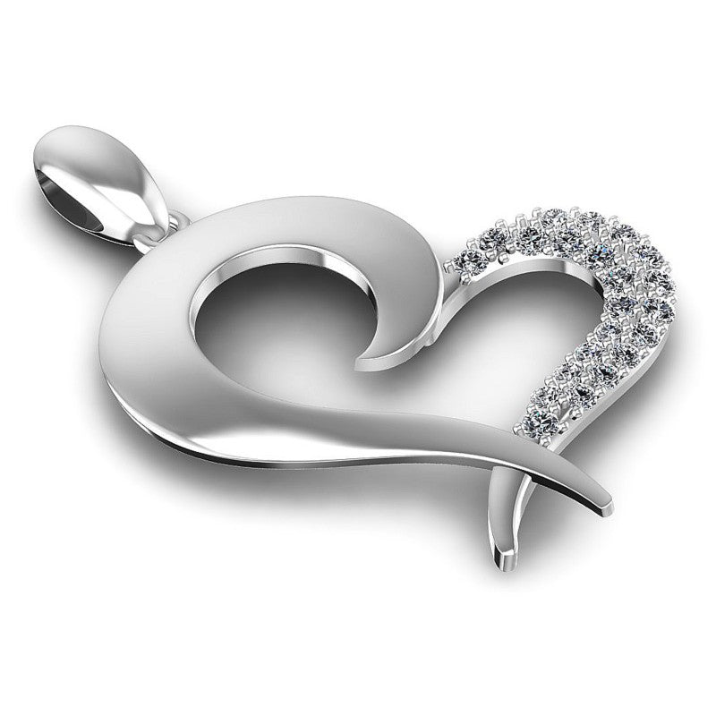 Round Diamonds 0.20CT Heart Pendant in 14KT Yellow Gold