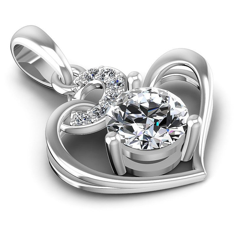 Round Diamonds 0.55CT Heart Pendant in 14KT Yellow Gold