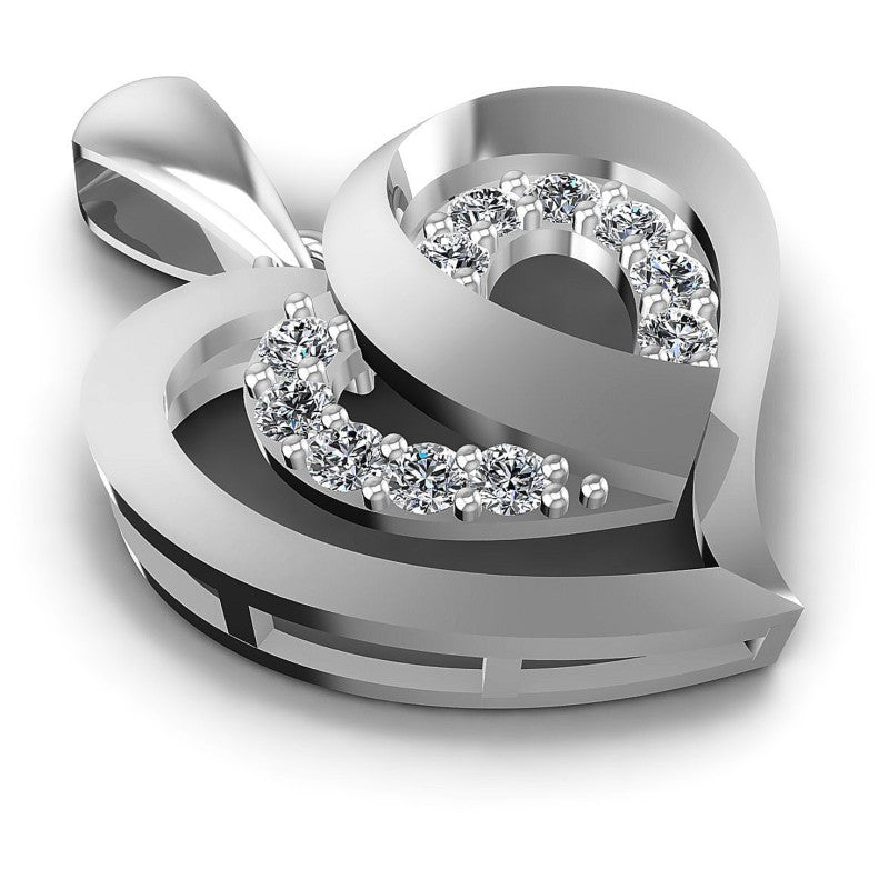 Round Diamonds 0.65CT Heart Pendant in 14KT Yellow Gold