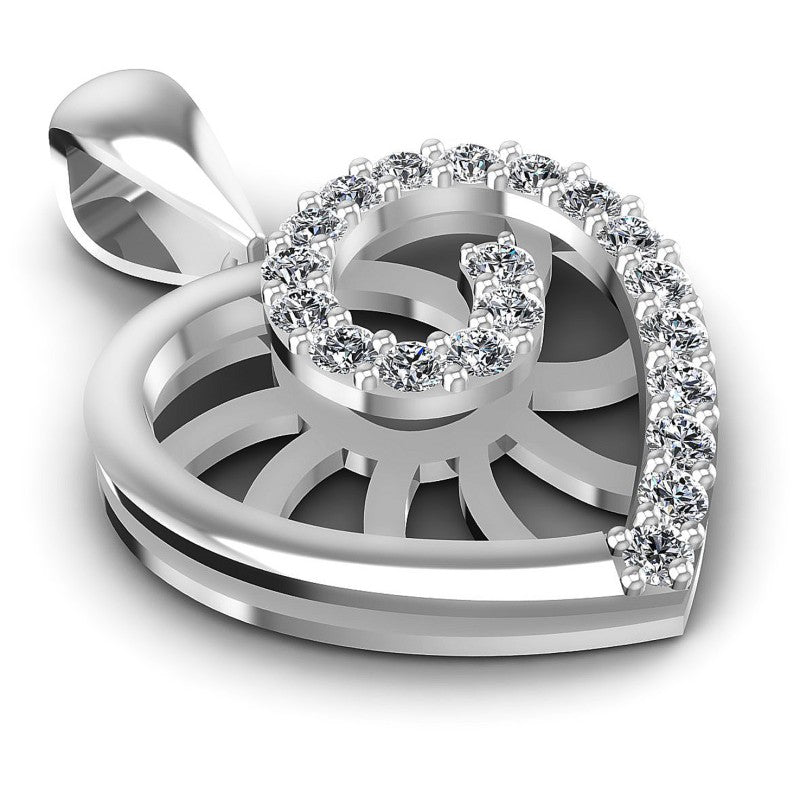 Round Diamonds 0.50CT Heart Pendant in 14KT Yellow Gold