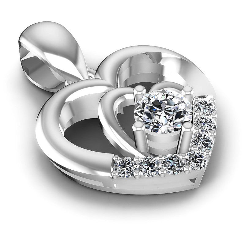 Round Diamonds 0.30CT Heart Pendant in 14KT Yellow Gold
