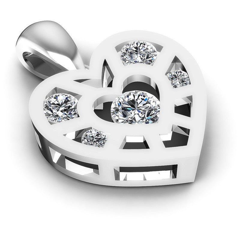 Round Diamonds 0.50CT Heart Pendant in 14KT Yellow Gold