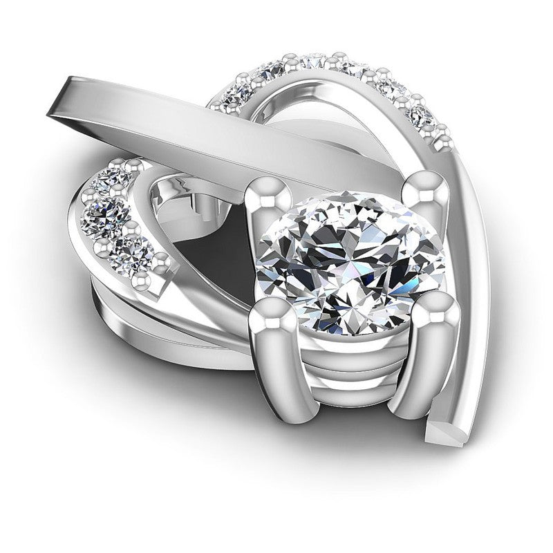 Round Diamonds 0.65CT Heart Pendant in 14KT Yellow Gold