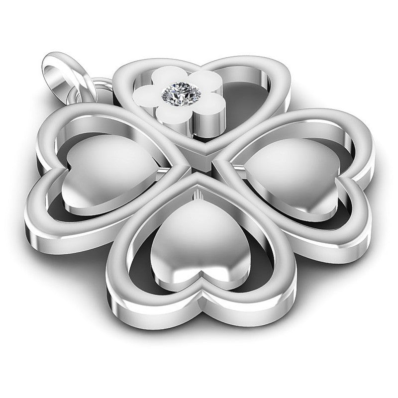 Round Diamonds 0.05CT Heart Pendant in 14KT Yellow Gold