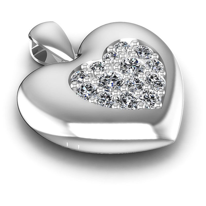 Round Diamonds 0.45CT Heart Pendant in 14KT Yellow Gold