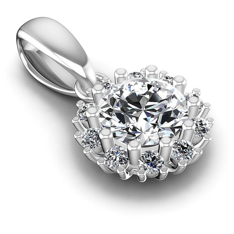 Round Diamonds 0.65CT Halo Pendant in 14KT Yellow Gold