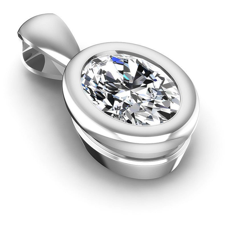 Oval Diamonds 0.35CT Solitaire Pendant in 14KT Yellow Gold