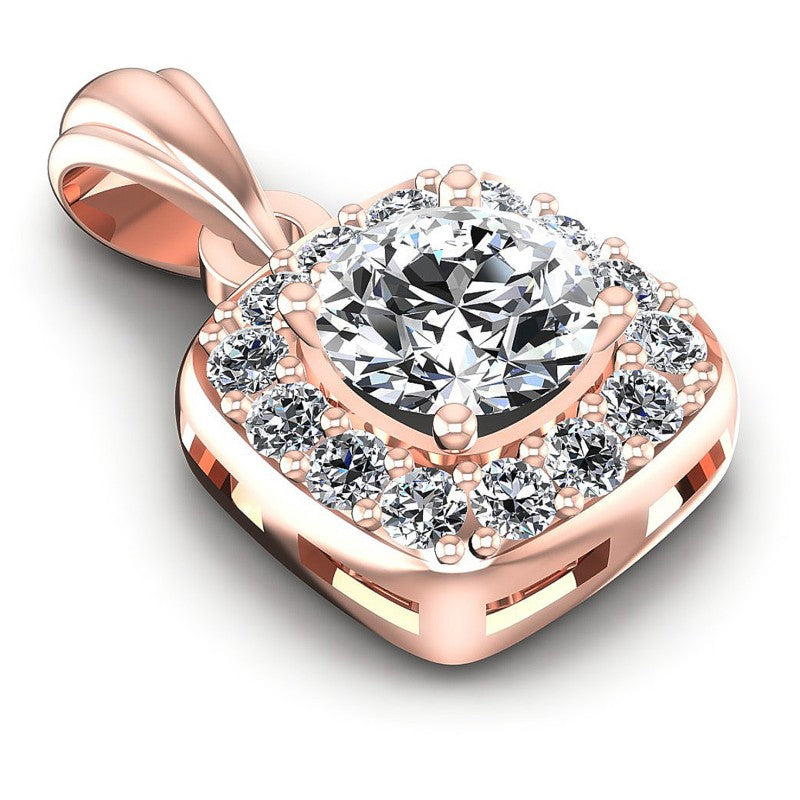 Round Diamonds 0.50CT Halo Pendant in 18KT Yellow Gold