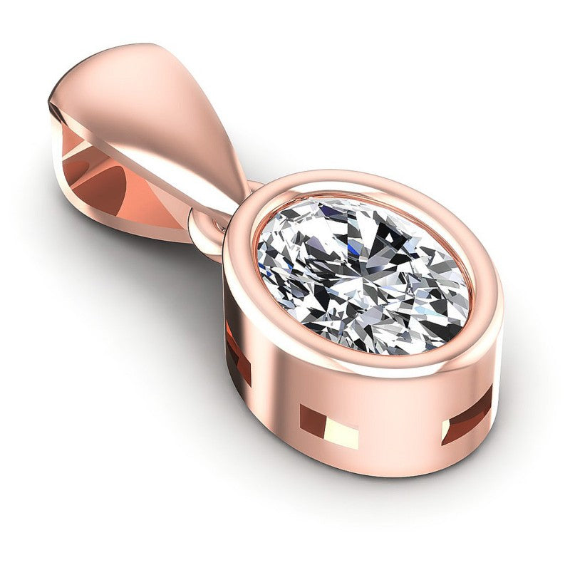 Oval Diamonds 0.35CT Solitaire Pendant in 18KT Yellow Gold